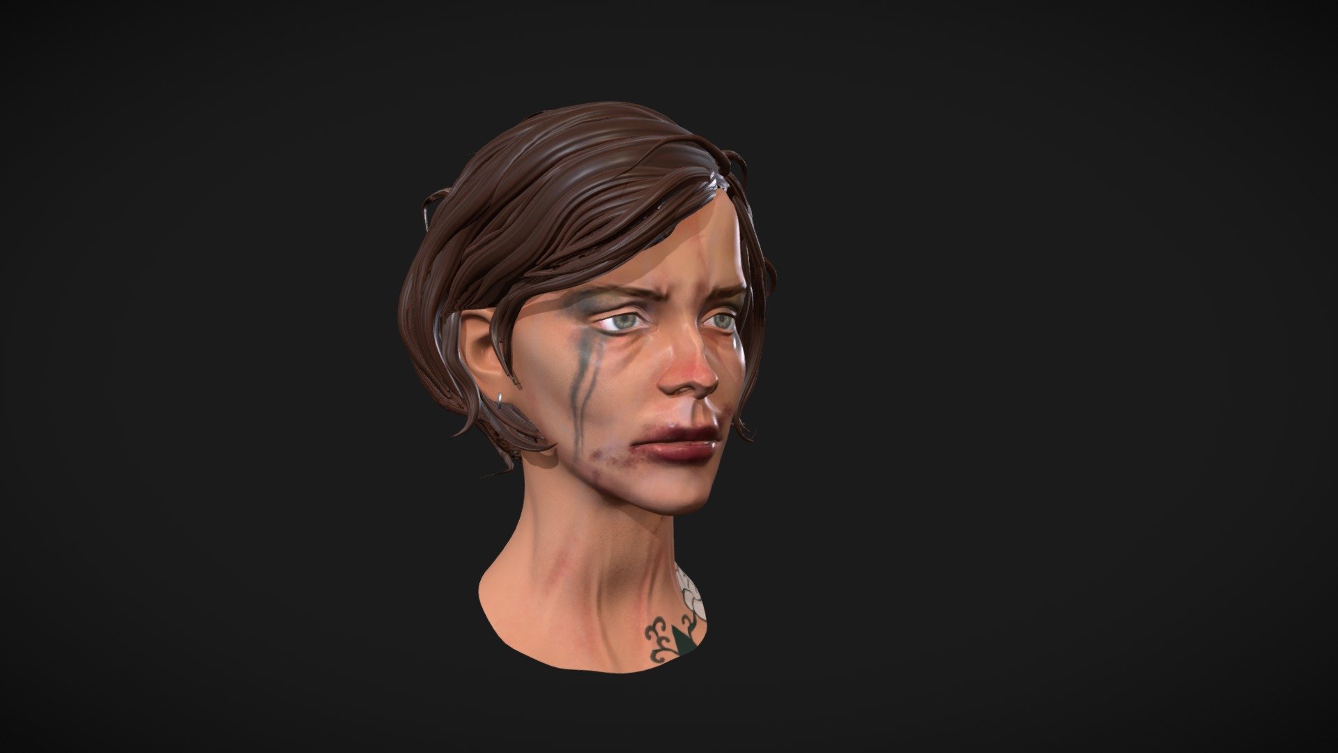 For our assignment of Character Creation I made a head based on the concept art of dishonored. 
Sculpted in Zbrush, retopo in 3DS Max and textured in Substance 3D Painter 3d model