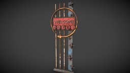 Rust Classic American Motel signboard rust, prop, urban, road, diner, classic, sign, offroad, old, motel, sales, ameriacan, car, free, restourant, redy-for-game, singboard