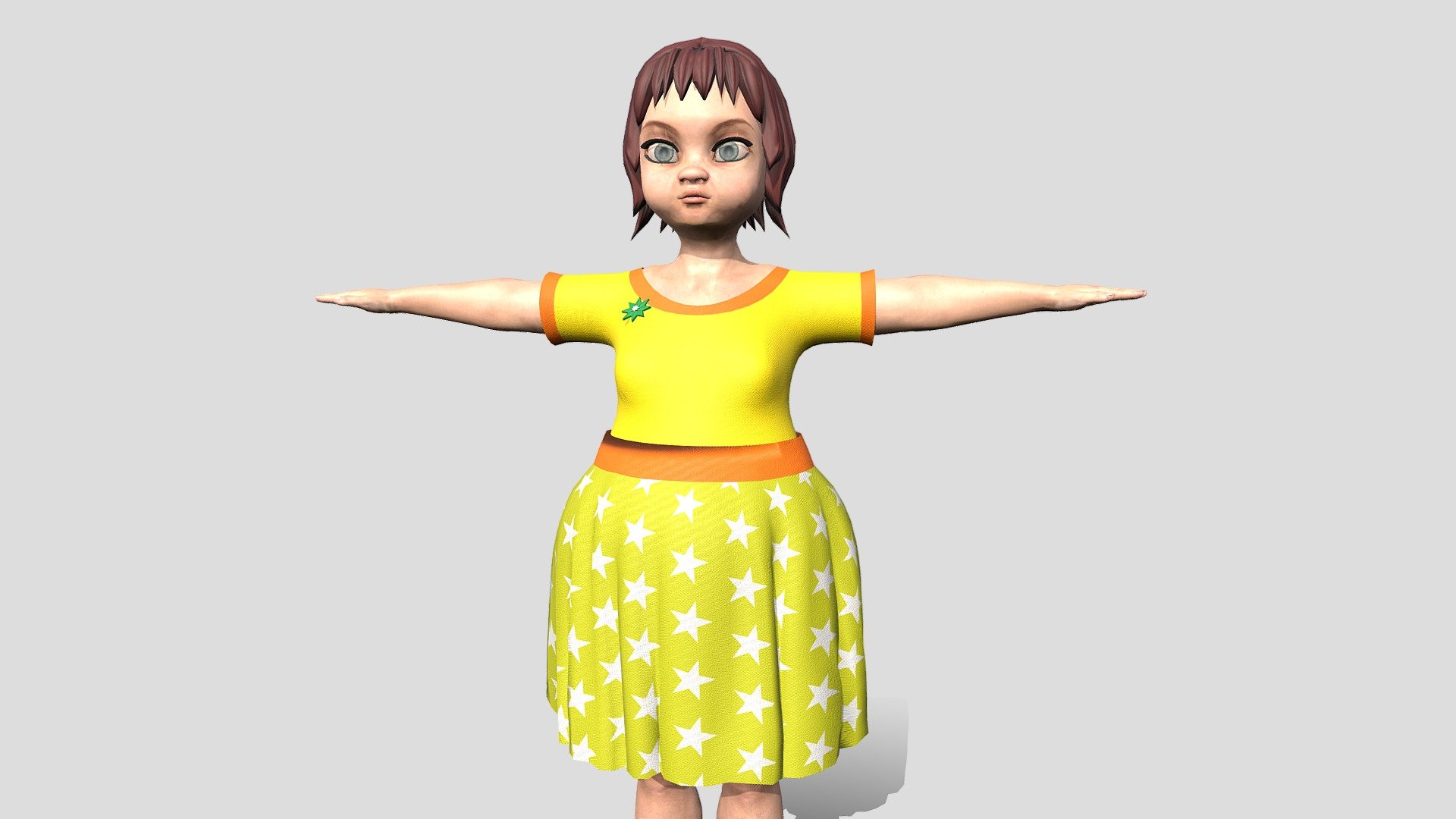 Little Girl in dress cartoon 3D game character - Little Girl in dress cartoon 3D game character - 3D model by Agarkova_CG 3d model