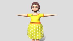 Little Girl in dress cartoon 3D game character cute, pretty, girl, cartoon, gameart, gameasset