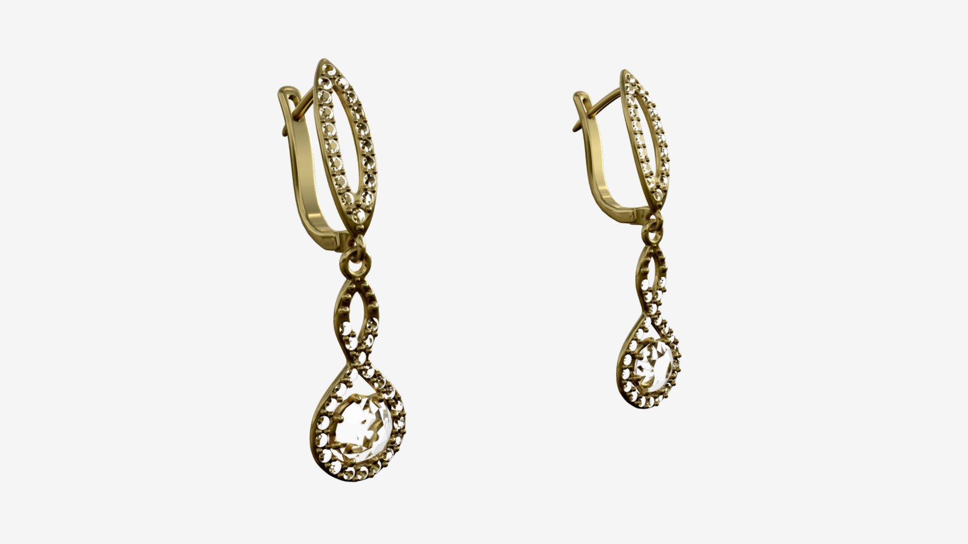 Earrings Diamond Gold Jewelry 02 - Buy Royalty Free 3D model by HQ3DMOD (@AivisAstics) 3d model
