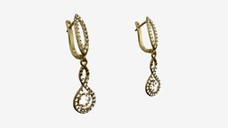 Earrings Diamond Gold Jewelry 02 jewellery, jewel, luxury, jewelry, fashion, earring, gift, diamond, accessory, metal, golden, pearl, precious, brilliant, 3d, pbr, stone, ring, gold