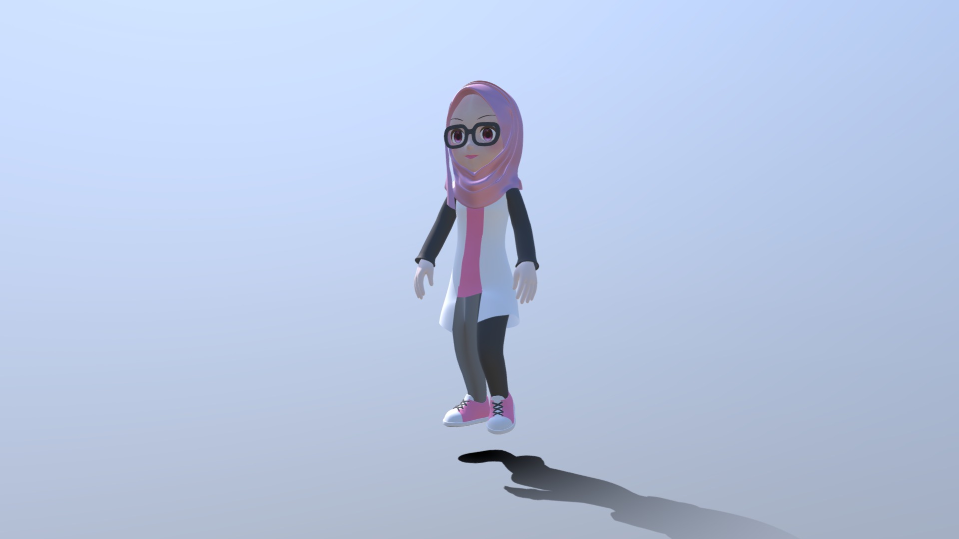 Girl Walking with hijab model 2 - Hijab Girl Walking - 3D model by Browness (@alvinlutfi) 3d model