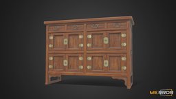 [Game-Ready] Korean Traditional Drawer furniture, ar, drawer, traditional, korean, asian-style, korean-style