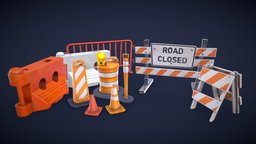 Stylized Traffic Props and Barricades traffic, urban, barrier, barricade, trafficcone, game-ready, roadblock, construction-site, low-poly-game-assets, traffic-cone, traffic-sign, city-building, fortnite, low-poly, lowpoly, gameasset, city, stylized, construction, city-props