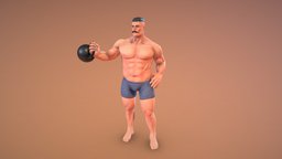 Bodybuilder Strongman base, anatomy, kettle, bodybuilder, strongman, lowpoly, gameart, human, male