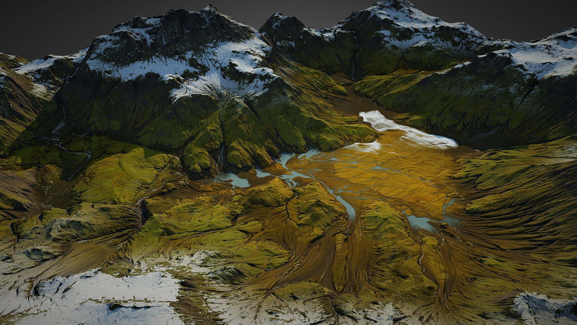 Fully Procedural Landscape created in World Machine.
https://www.artstation.com/sergddd
3d model ready for your project!

-High poly and Low poly mesh

-4096pix Textures (color/light/normal/height/splat/snow and other) - Iceland landscape (World Machine) - Buy Royalty Free 3D model by gamewarming 3d model