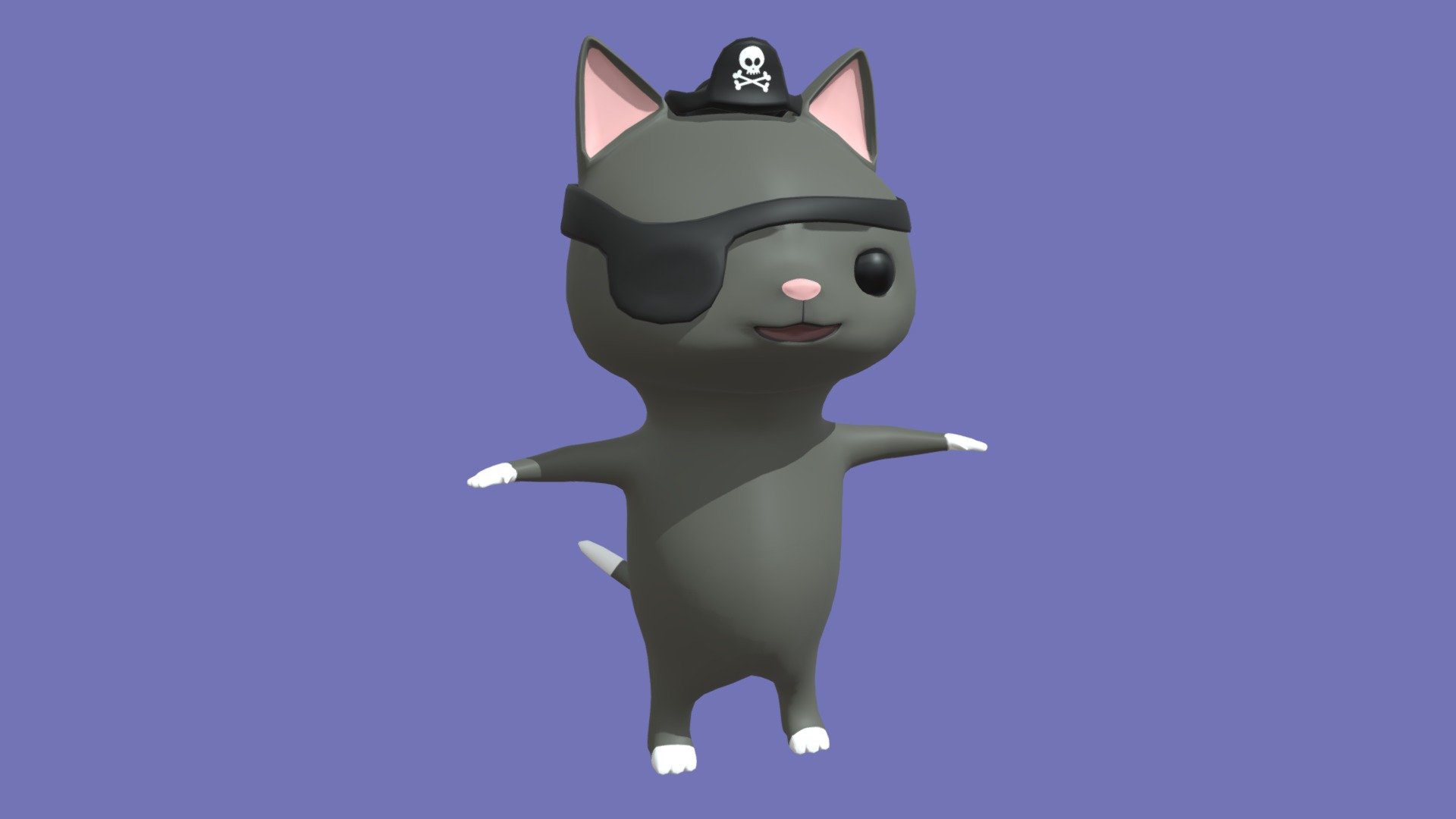 3D Model of a Cartoon pirate cat character called Chou 3d model