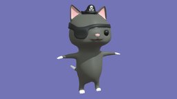 Pirate Chou (Cartoon) cat, feline, cartoon, animal, pirate