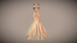 High Neck Mermaid Dress cocktail, neck, high, fashion, girls, long, clothes, wedding, dress, mermaid, gown, beautiful, womens, elegant, wear, formal, backless, evening, tulle, prom, sheer, pbr, low, poly, female, ball