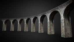Stone_Curve_Bridge_Final curved, railway, game-ready, unrealengine, maya, unity3d, 3d, stone, bridge, ue5, manari