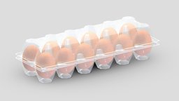 Supermarket Container Eggs 01 PBR Realistic food, raw, packaging, egg, carton, case, paper, chicken, open, pack, market, ready, brown, cardboard, protection, fresh, eggs, dozen, farm, realistic, box, package, ten, game, pbr, low, poly, container, plastic