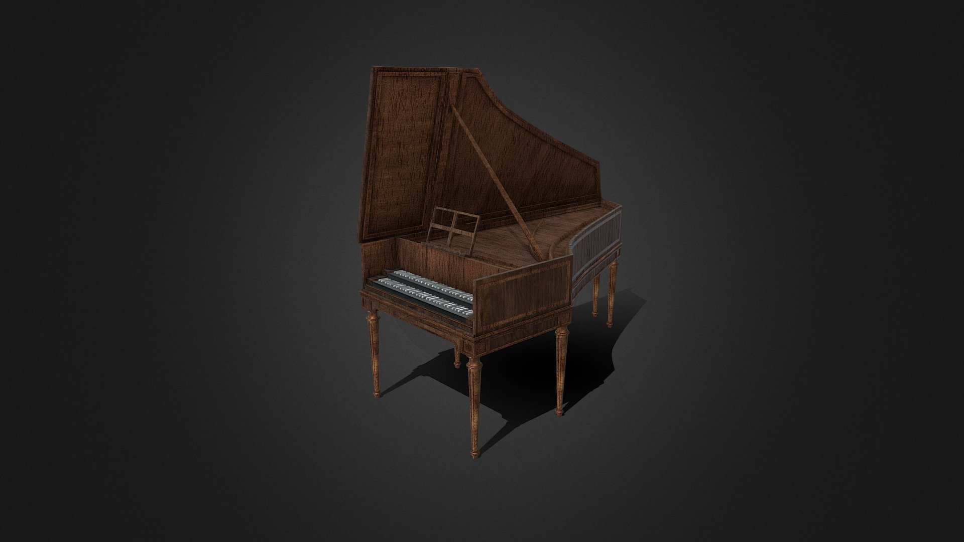 Baroque harpsichord of Louis XIV - Baroque harpsichord - Buy Royalty Free 3D model by Dmitrijus Polonskis (@3dmi_pol) 3d model