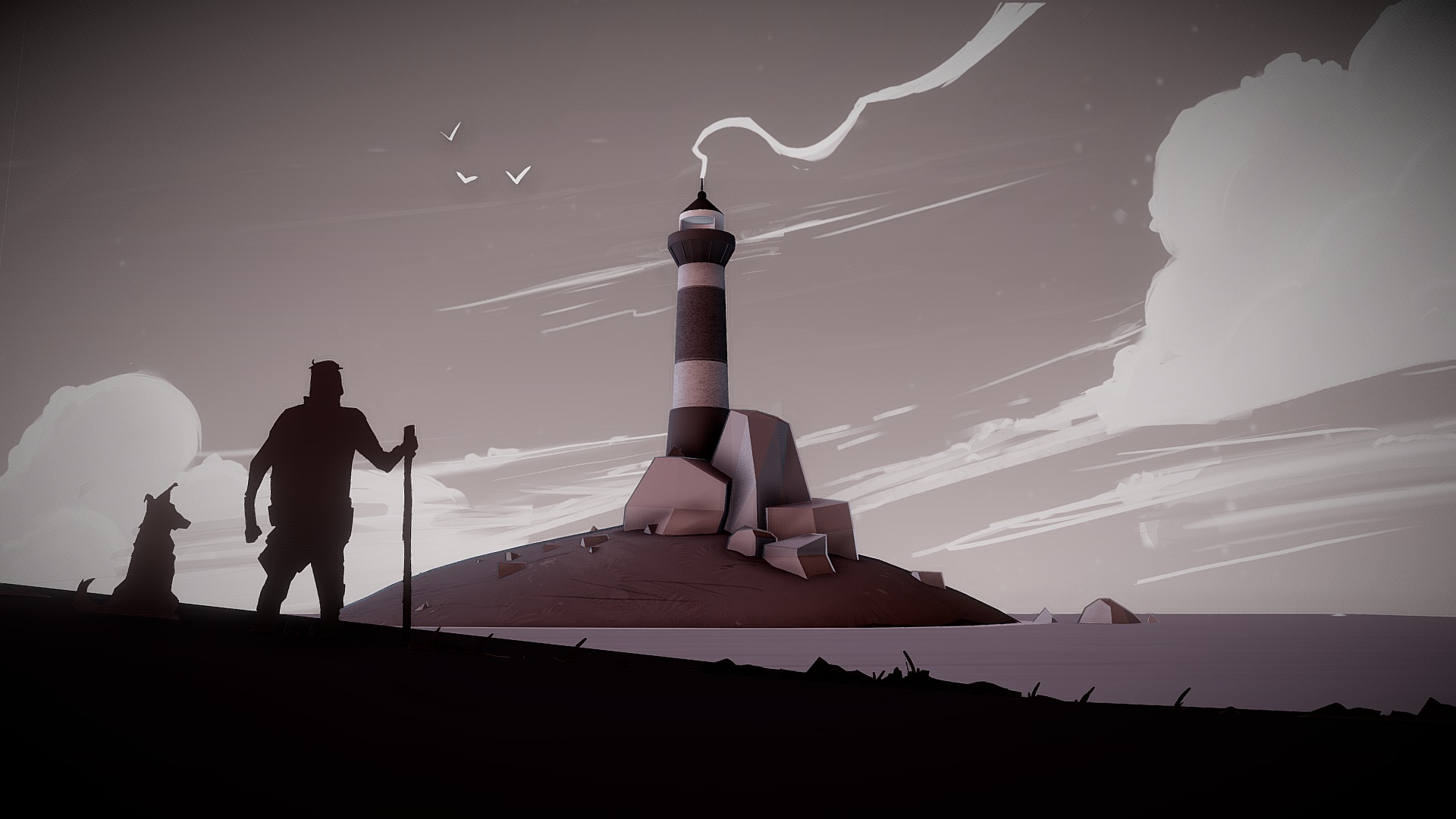Trying something different with a mix of 2D and 3D - A journey to the lighthouse - 3D model by Vincent (@vboichut) 3d model