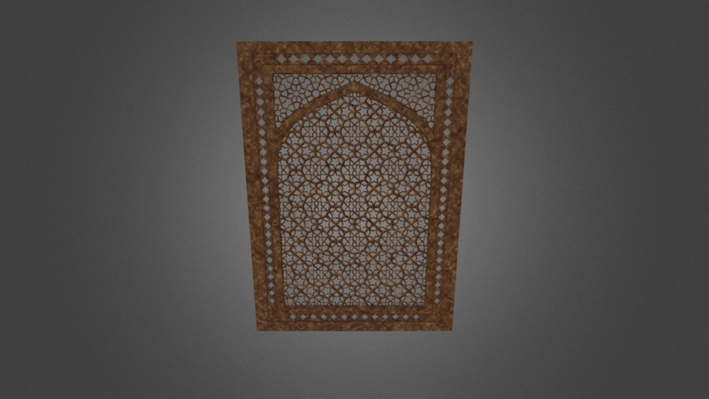 Jali with intricate geometric pattern.  Second half of the 16th century Indian design.  Would be great to use as a screen, window, partition, railing, or room divider.  100% quad geometry.  Available at Turbosquid -link removed-
and soon will be on the Blender Market -link removed- - Jali Screen - 3D model by Eric Jones (@strategein) 3d model