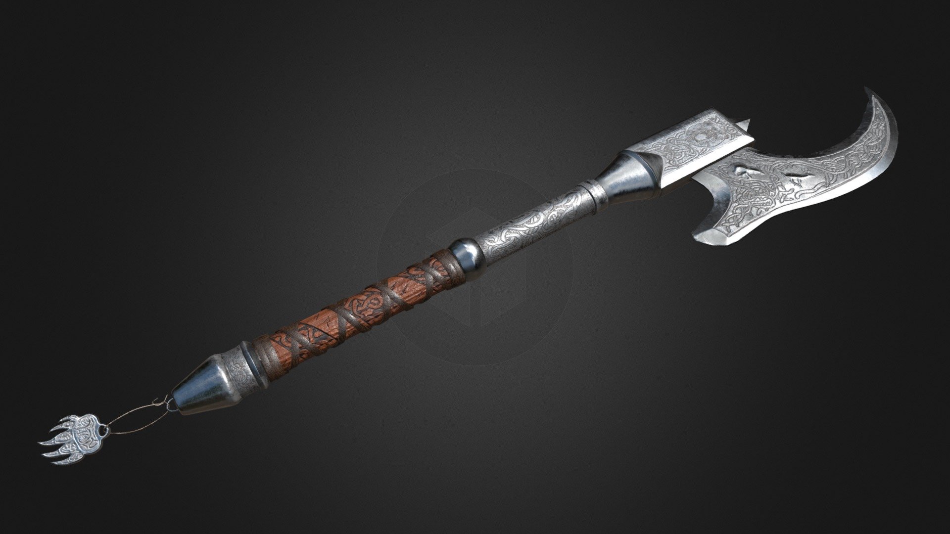 ESO fan art. This is the axe my character Hjalmar was gifted by his friend. It is the shape of the Silken Ring style axe, but a bit more &ldquo;Nordified