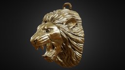 Golden Lion Pendant pendant, silver, lion, zbrush, gold
