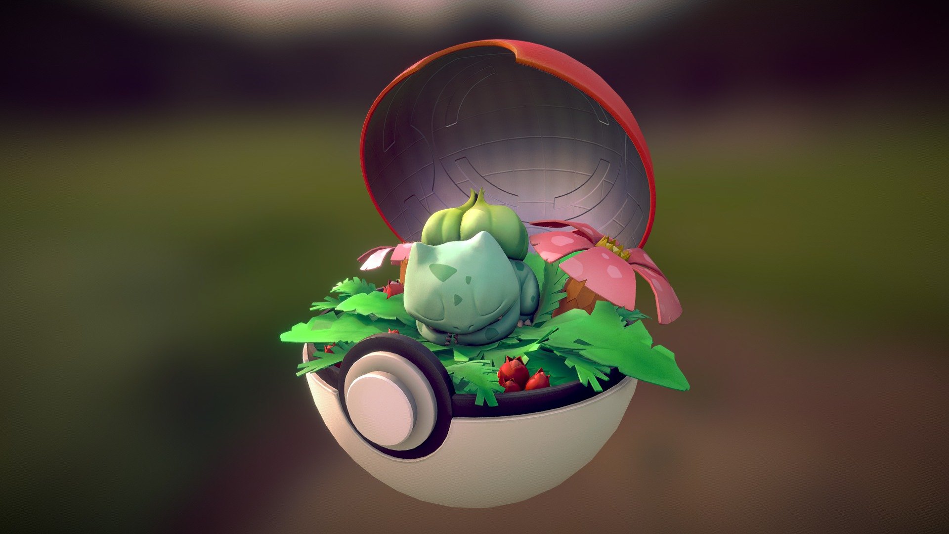 Time to get some rest Bulbasaur! Based on the concept art of an artist that goes by the name of Donnie Art 3d model