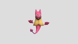 Little Toon Monster cat, flying, toon, cute, little, pokemon, bad, monsters, demon, creatures, tiny, toony, sweet, digimon, creature-monster, rigged-character, rigged-and-animation, cartoon, lowpoly, low, poly, model, creature, animation, monster, anime, rigged