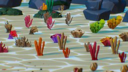 Poly Nature Pack: Water assets, underwater, pack, coral, water, universal, saltwater, under, freshwater, lowpoly, low, poly, rock, sea