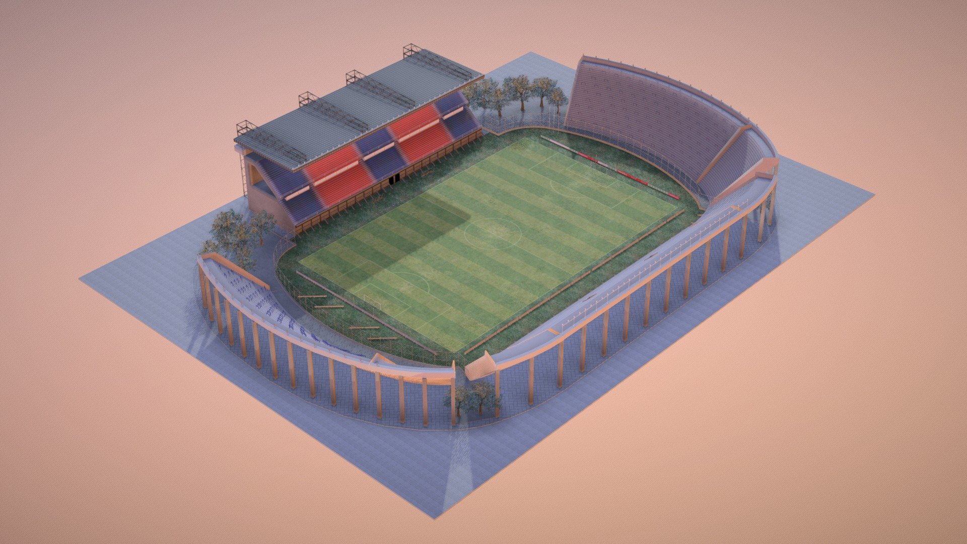 Fully textured "Pedro Bidegain" Stadium, from Athletic Club San Lorenzo. Argentine. 

Originally modeled in 3D Studio Max 2016, and rendered with Vray 3.50

Poly count: 
- 25.500 quads 
- 42.800 vertex 
- 66.000 triangles

- Objects named in English 
- Available in other formats: Obj, Fbx, 3ds, C4d (other formats may vary slightly depending on your software)

&nbsp;

--------------------------- If you like, please rate! Thanks. ---------------------------  - San Lorenzo Stadium "Pedro Bidegain" - Buy Royalty Free 3D model by Gabriel Quintana (@gabrielquintana) 3d model