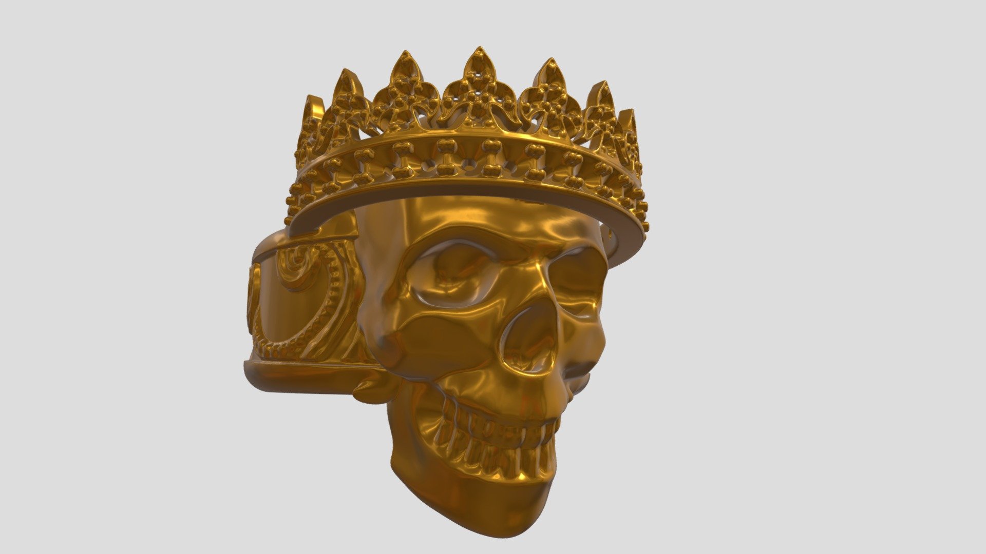 skull crown ring size 27 europe 21.33 diametre au18k 27.10 gr ag 925 18.gr gems 45x1.5 mm gems 17x 2mm - skull crown ring - Buy Royalty Free 3D model by ra.jewerlystudio (@rauljoyero) 3d model