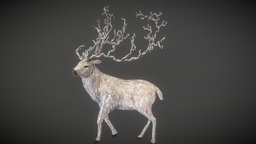 Deer Beast horns, beast, forest, white, deer, antlers, zbrushsculpt, maya, handpainted, substance-painter, horse, creature, zbrush, fantasy