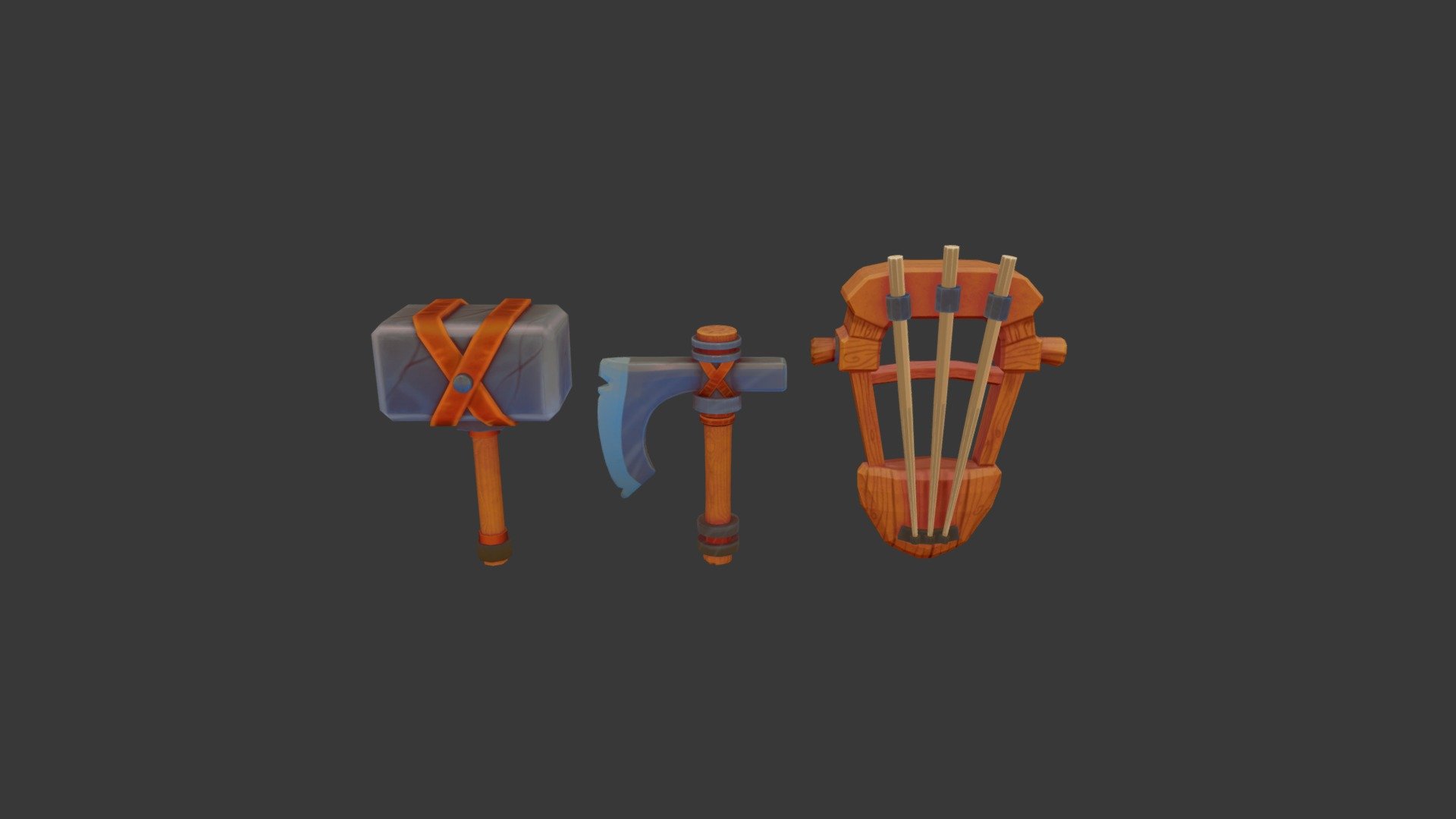Weapon textures I made for a game school project, “Beer &amp; Plunder”.  https://www.artstation.com/artwork/nYVBwX

Weapon concept and modeling made by Linda Davidsson https://www.artstation.com/davidssonart - Beer & Plunder - Weapons - 3D model by tiinea 3d model