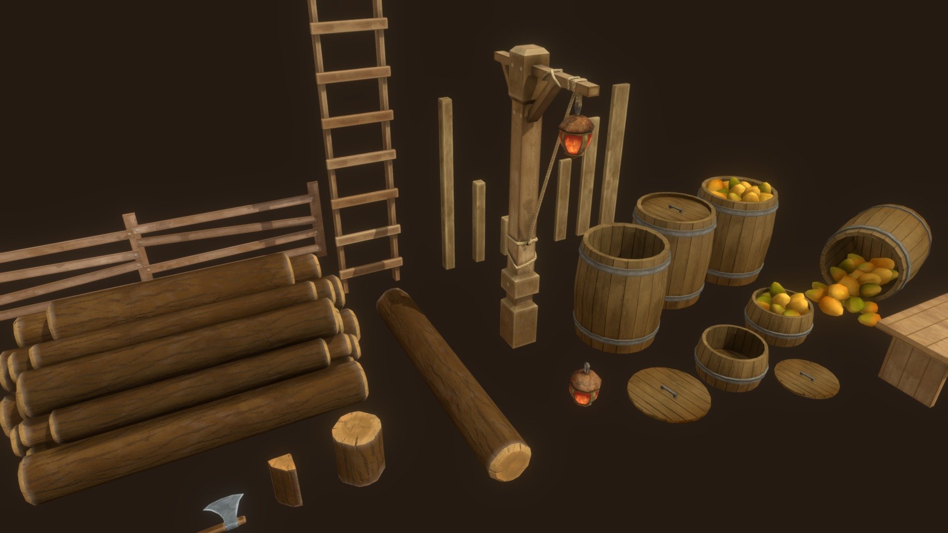 Artstation: https://www.artstation.com/artwork/X1wl9Y
Twitter: https://twitter.com/branch_uwu
set of props I made for a project im working on. Themed around a medieval fantasy fruit tree orchard 3d model