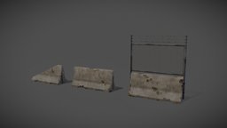 Concrete Barricades 01 fence, prop, concrete, damage, wire, barricade, barbed, environment