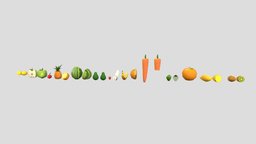 Fruits fruit, kitchen, low-poly-model, 3d, lowpoly, gameasset, stylized