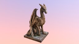 Medieval Metal Dragon medieval, metal, statue, iron, medieval-prop, dragon, polycam