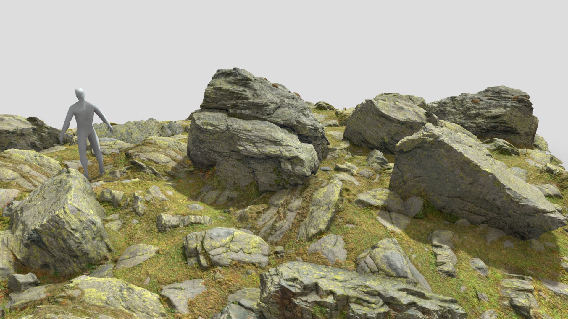 A example scene from some assets you can find in my portfolio:




https://sketchfab.com/3d-models/pbr-rock-alps-grassland-pack-0b09d2dc09b444d082092ffdf944dbf8

https://sketchfab.com/3d-models/pbr-rock-alps-grassland-pack-4ab72db2bddb47d89930d71b56a0c8de

Realistic Rocks Stones Scenery Assembly Alps Scan - Rocks Stones Scenery Assembly Alps Scan - 3D model by Per's Scan Collection (@perz_scans) 3d model