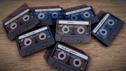 Sony HF-S90 Cassettes vintage, paper, sony, transparent, opacity, old, cassette, substance, blender, pbr, substance-painter, technology, wood, plastic