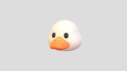 Prop169 Duck Head face, cute, little, baby, bird, kid, white, prop, fashion, duck, anonymous, farm, head, mask, costume, beak, goose, character, cartoon, animal, noai