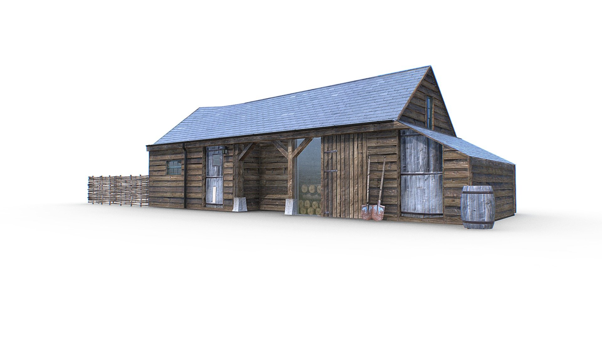 Old Wooden Farm House Photorealistic 3d Model - Wooden Barn - Buy Royalty Free 3D model by Omni Studio 3D (@omny3d) 3d model