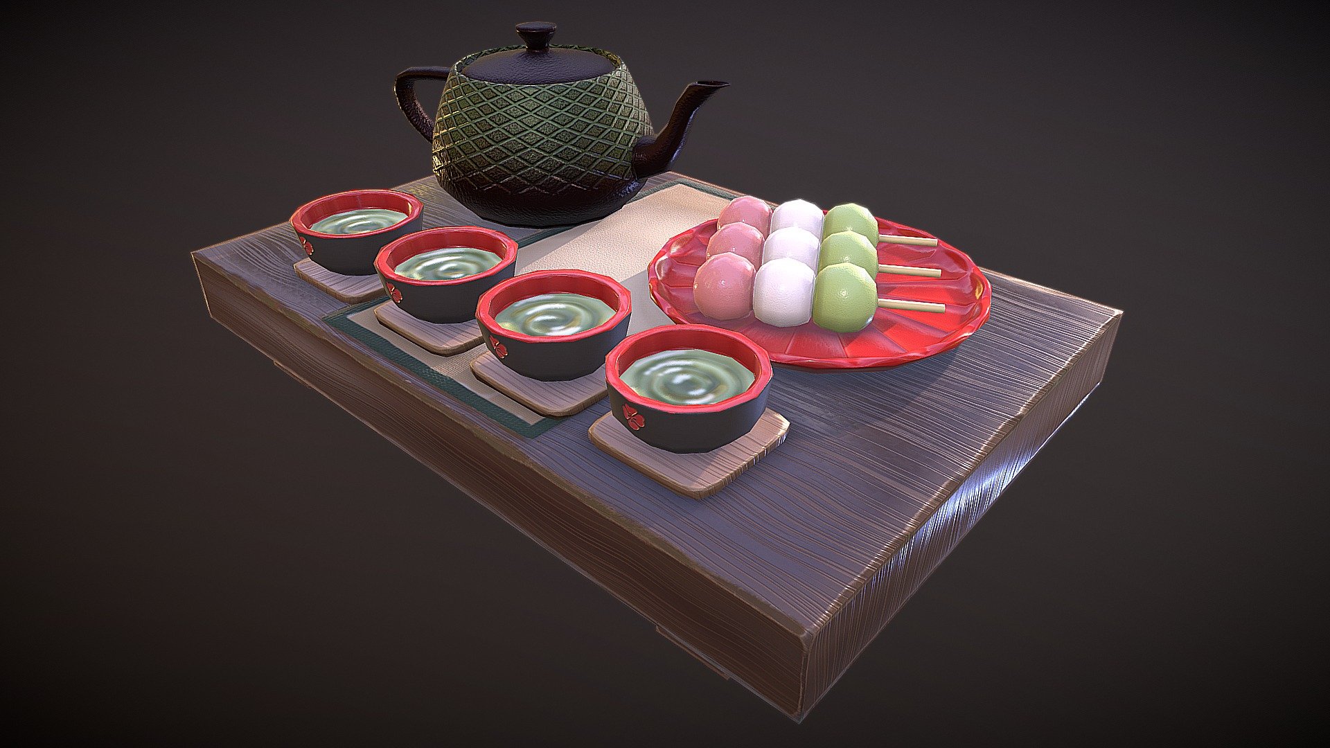 Asian Tea Plate - Buy Royalty Free 3D model by Sonkiam 3d model