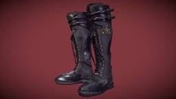 Fantasy Boots leather, boot, shoes, boots, gothic, buckles, footwear, lace, fantasy, black