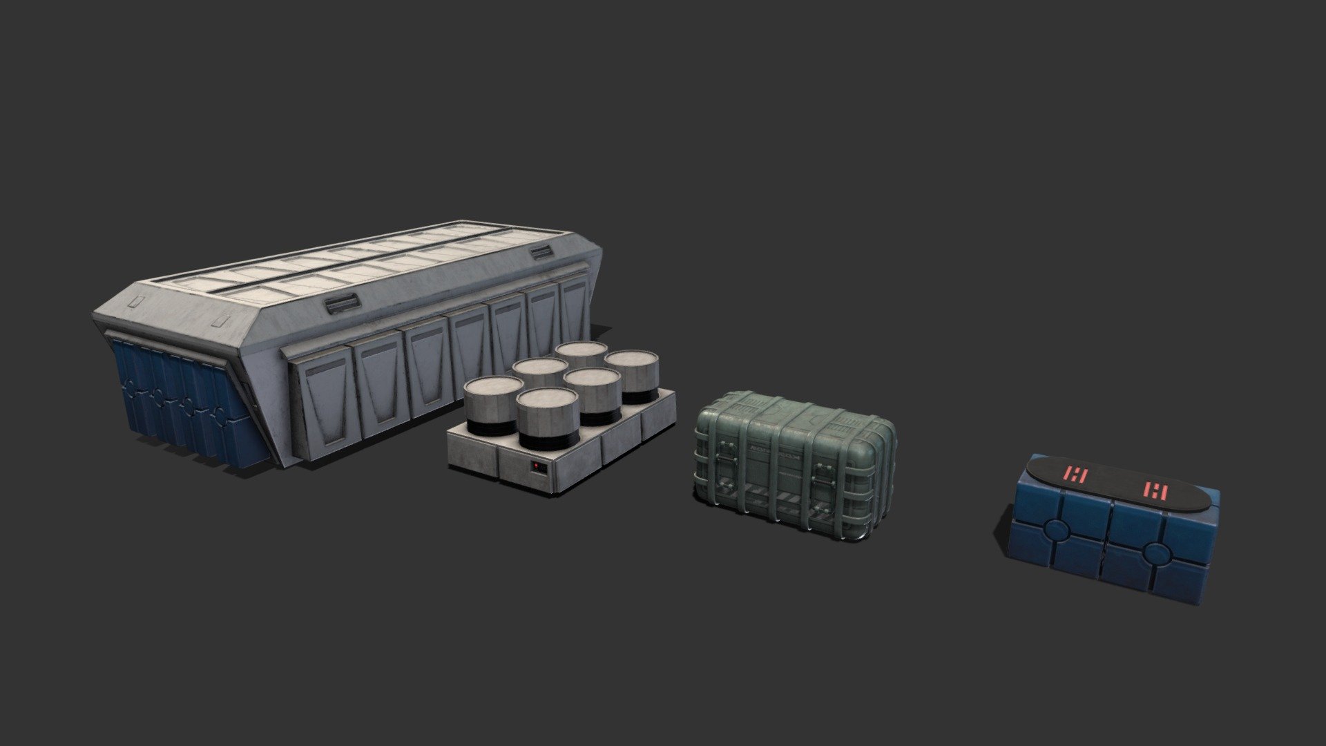 Star wars Imperial Based Set of Crate An containers. 
Realistic 2K PBR textures.
For SetDressing a StarWars Environment.
- Barrel conteiner
- Big Imperial conteiner
- Amunition rounded box
- Blue box - Star Wars Imperial Set - Buy Royalty Free 3D model by Reset (@Reset6) 3d model