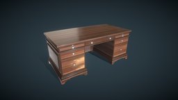 Classic Office Desk office, wooden, household, cherry, tabletop, desk, classic, classy, furniture, decor, traditional, darkwood, cherrywood, substance, blender, home, wood, dark