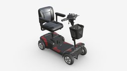 Four wheel power medical scooter wheel, basket, cart, invalid, brake, scooter, mobility, physical, motorized, injury, disability, 3d, pbr, chair, medical, person