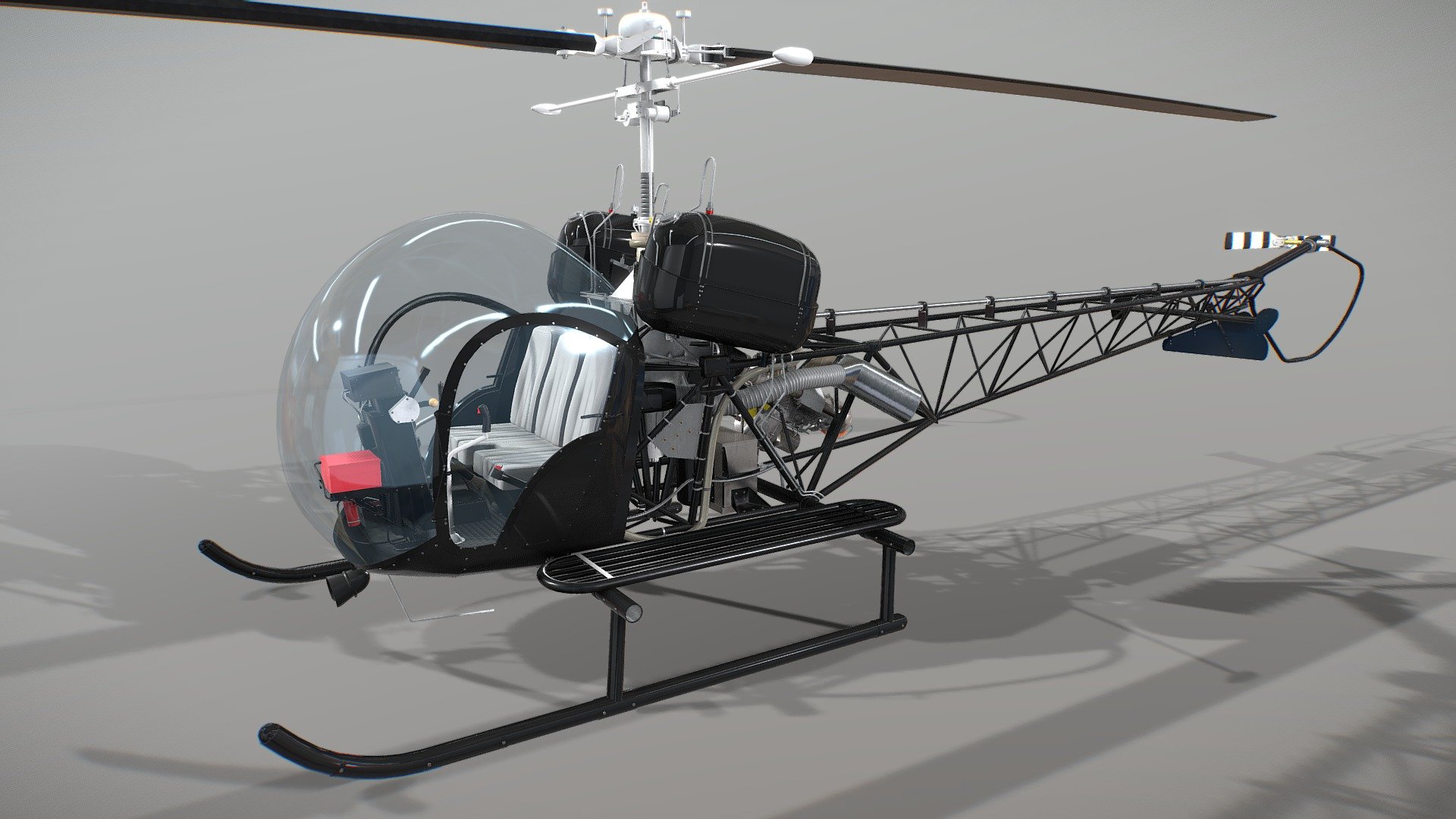 Renders - https://www.artstation.com/artwork/BE2YD - Helicopter Bell 47 - 3D model by Sagvo 3d model