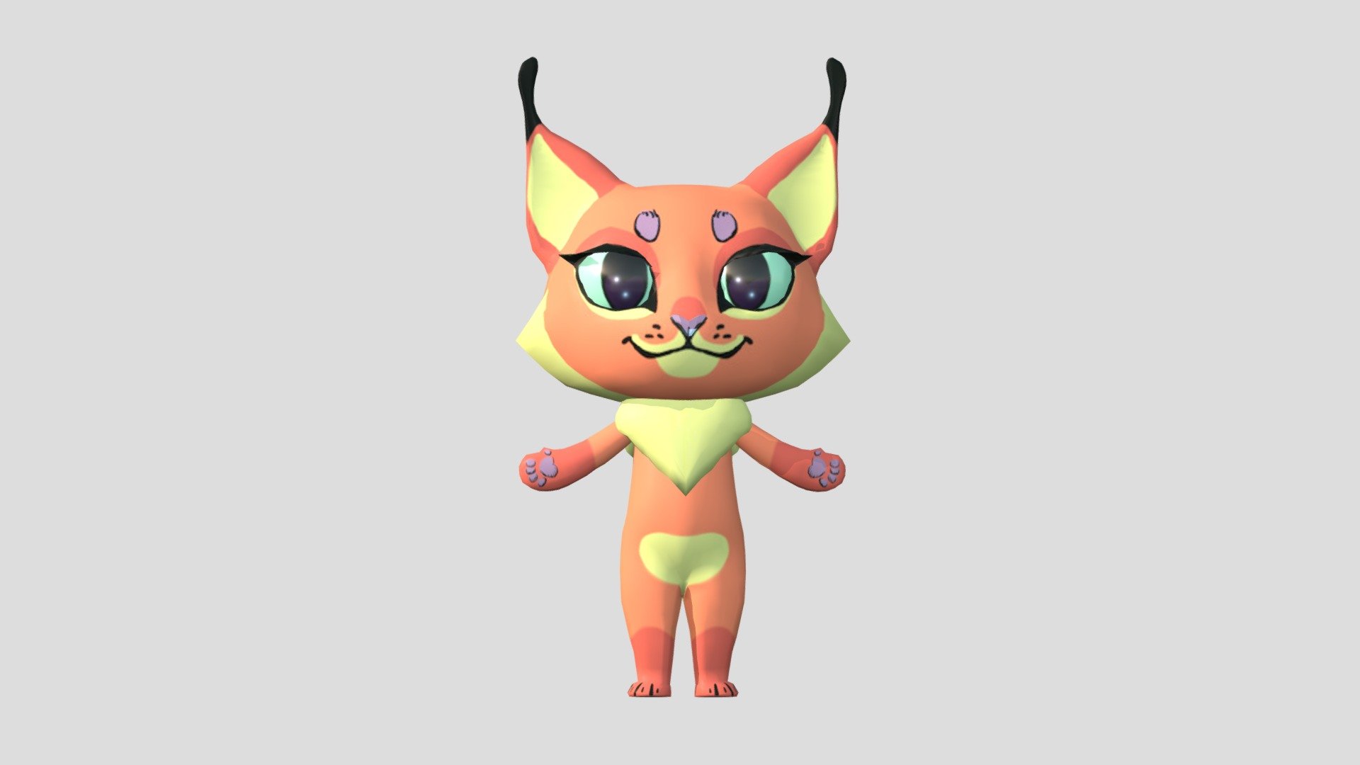 my first character made in blender, please download if you need! - cartoon lynx - Download Free 3D model by rastamankus 3d model