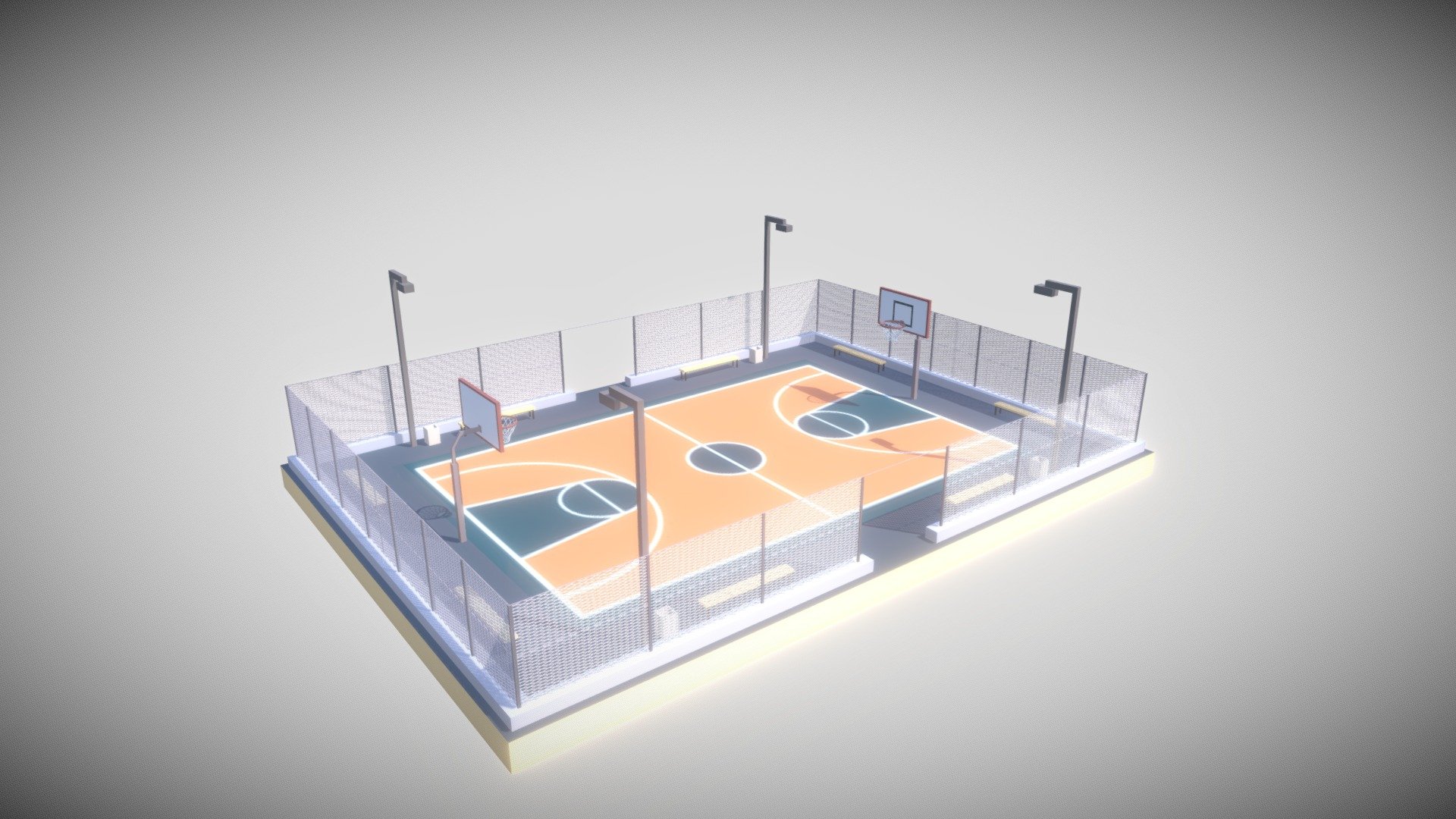 Basketball Court model made in 3D using Blender - Basketball Court - Download Free 3D model by Klieg3D 3d model