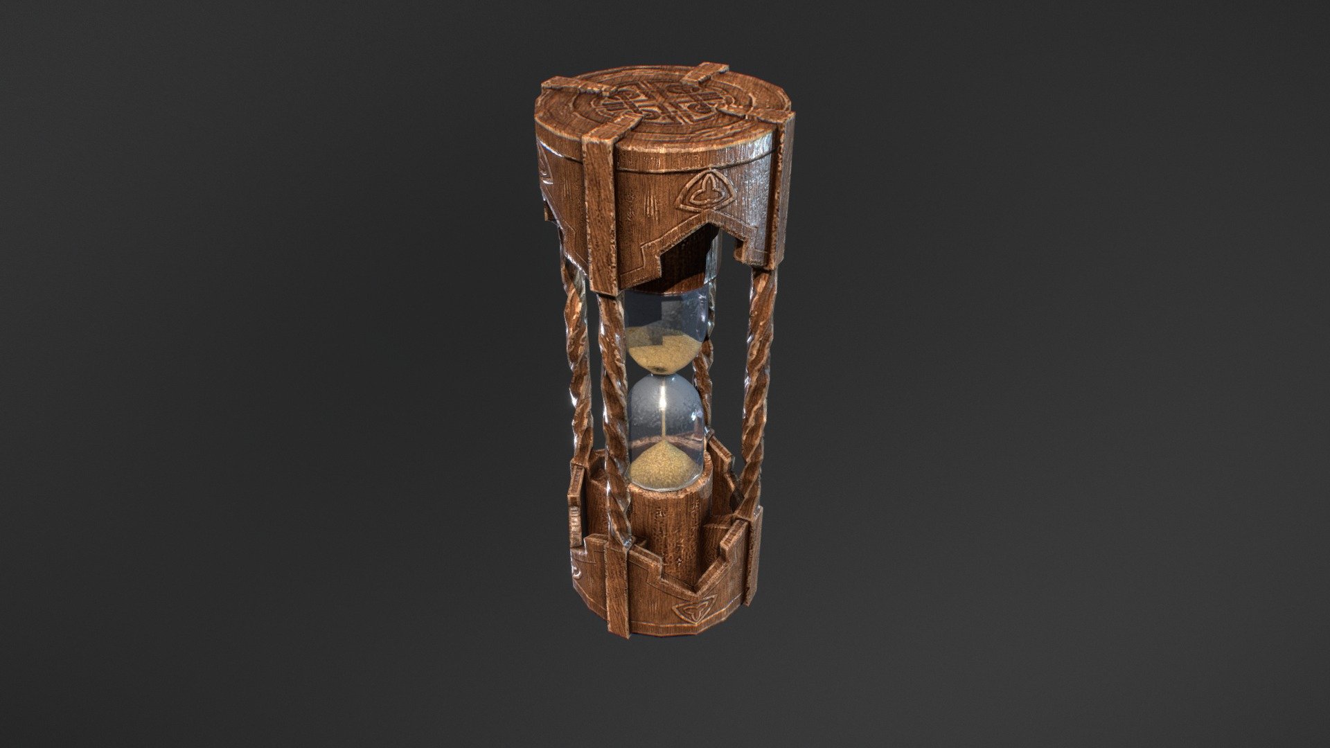 Sand clock
Low poly model
Quads only
2K PBR textures
No animation
Faces: 1084
Tris: 2168 - Hourglass - 3D model by evilvoland 3d model