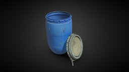 Plastic Barrel Old with Lid 3D Scan storage, barrel, pot, gas, oil, lid, transport, rusty, pack, trash, store, shipping, dirty, fuel, realistic, cargo, water, science, old, kitchen, liquid, plascon, photogrammetry, pbr, 3dscan, technology, street, plastic