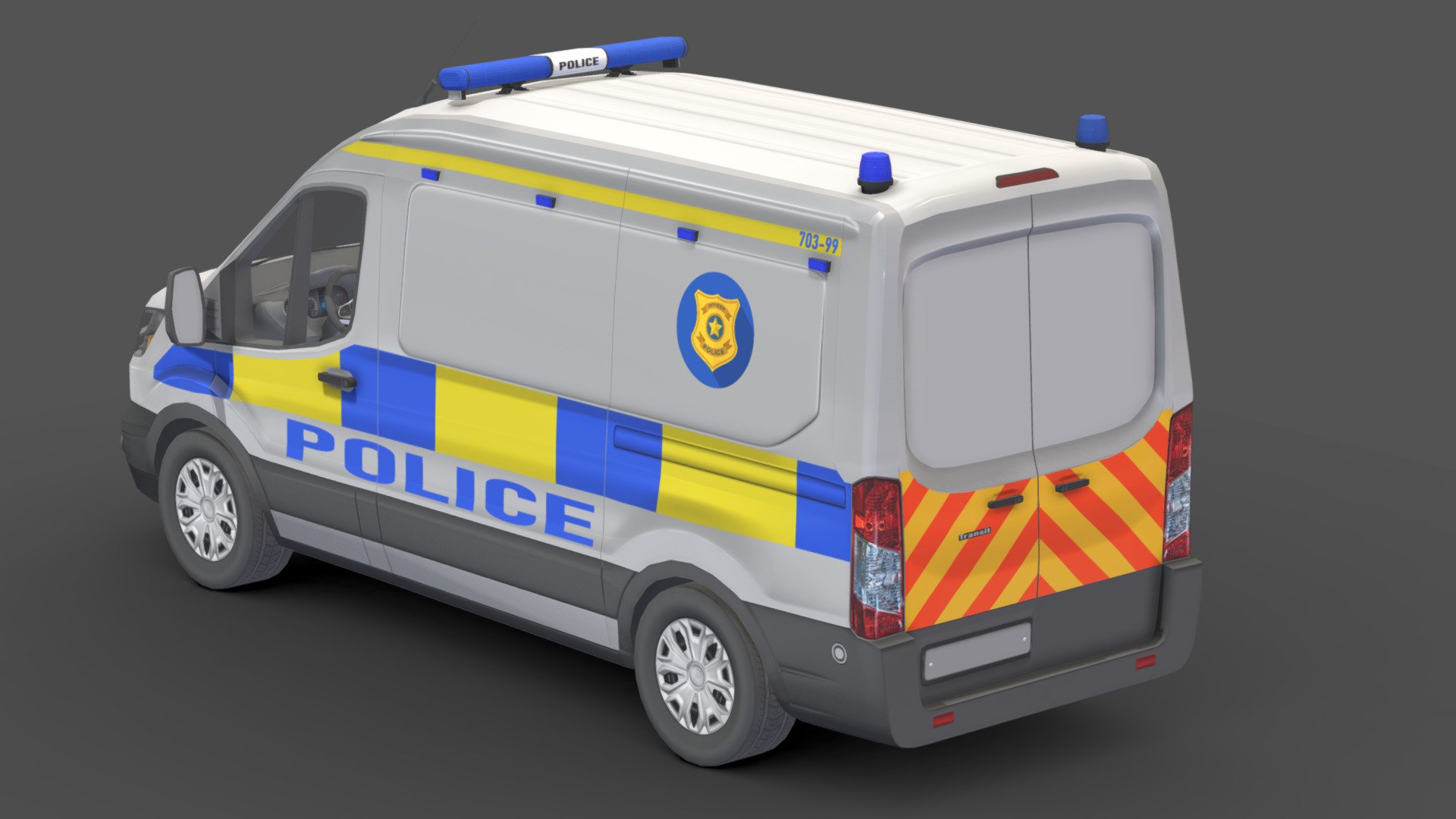 Police Car # 18

You can use these models in any game and project.

Low-poly

Average poly count : 30,000

Average number of vertices : 30,000

Textures : 4096 / 2048 / 1024

High quality texture.

format : fbx , obj , 3d max

Isolated parts (Door, steering wheel, wheels, body) 3d model