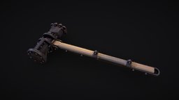Industrial Hammer steampunk, tf2, press, exaggerated, stylized, steam, industrial