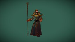 Stylized Human Male Newbie Mage(Outfit) armor, wizard, rpg, humanoid, cloth, staff, clothes, mmo, rts, mage, fbx, outfit, moba, character, handpainted, pbr, lowpoly, animation, stylized, fantasy, human