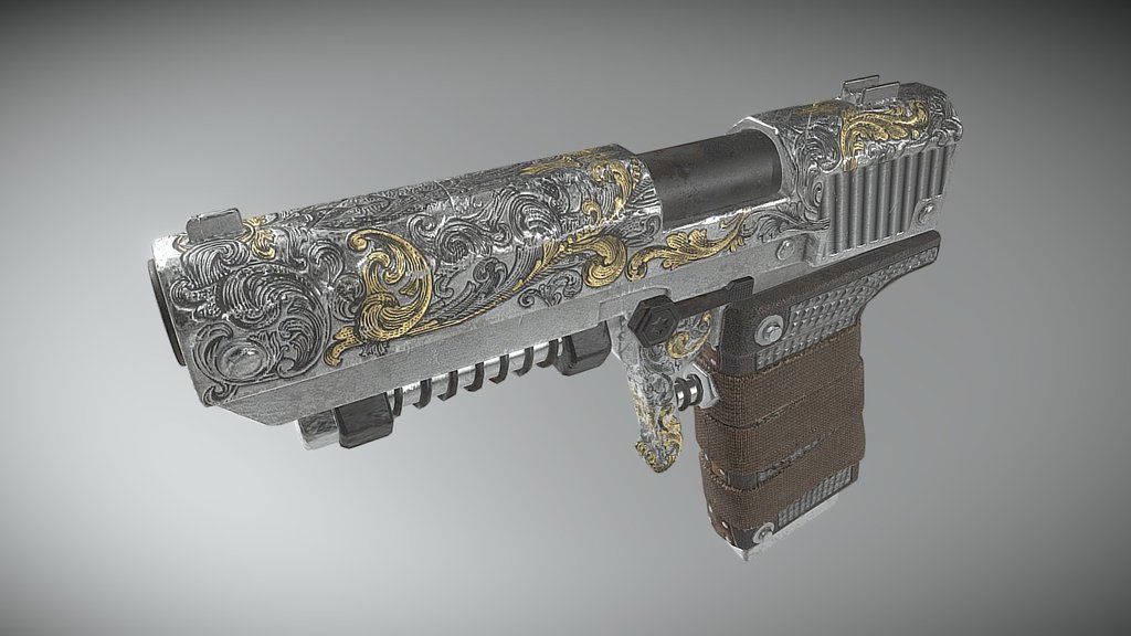 Engraved Pistol - 3D model by xtab 3d model